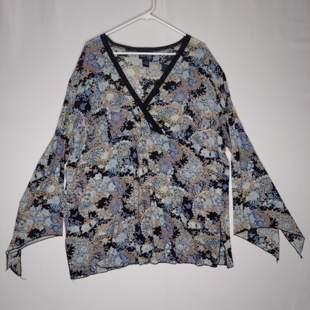 Venezia Y2K Empire Top Women‎ 26/28 Flare Split Sleeve Lace Fairycore Whimsigoth